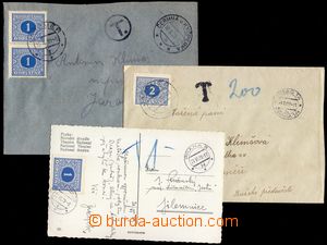 103653 - 1939 comp. 3 pcs of entires burdened by postage-due, mounted