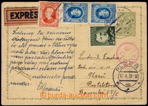 103662 - 1939 CDV65, Coat of arms, sent as express to Bohemia-Moravia