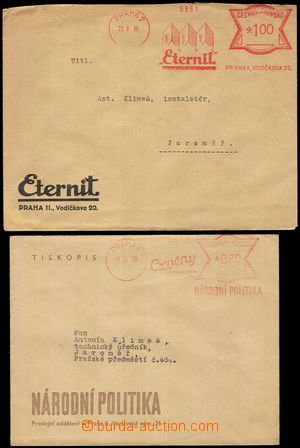 103713 - 1939 sestava 2ks předběžných čs. otisků na dopisech, E