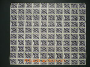103723 -  Pof.33, Crown 3h violet, 100-stamps sheet without margins, 