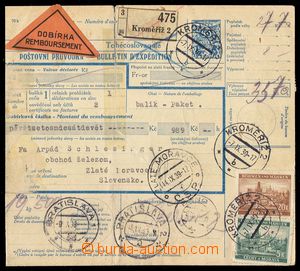 103745 - 1939 larger part Czechosl. parcel dispatch-note with printed
