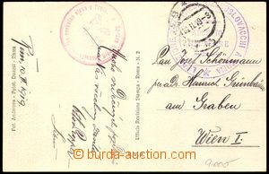 103770 - 1919 ITALY / COURIER MAIL  postcard with large violet cancel