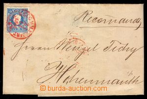 103813 - 1860 folded R letter to Bohemia with Mi.14, 15, red round po