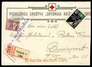 103818 - 1916 Reg letter to Budapest with Mi.64, Turul 35f, CDS OSIJE