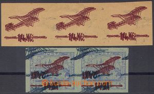 103887 - 1920 PLATE PROOF overprints, 14CZK str-of-3 + pair, double i