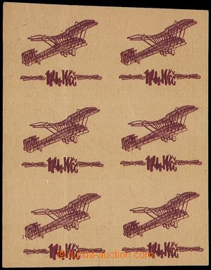 103889 - 1920 ZT přetisků, 14Kč 6-blok, dvojitý tisk, na hnědém