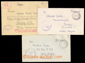 103903 - 1942 comp. 3 pcs of letters, round military unit postmark wi