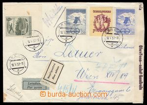 104014 - 1951 VÝMĚNA ZNÁMEK S CIZINOU   Let-dopis do Vídně vyfr.