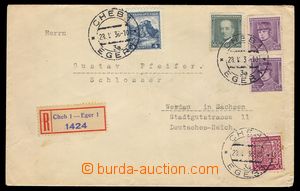 104084 - 1936 R-dopis do Německa vyfr. zn. Pof.252, 301, 302 2x, 266