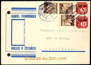 104280 - 1940 firemní lístek vyfr. zn. Pof.21 3x + Pof.OT1 ve 2-pá