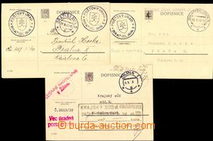 104454 - 1939-40 sestava 3ks úředních čsl. dopisnic osvobozených