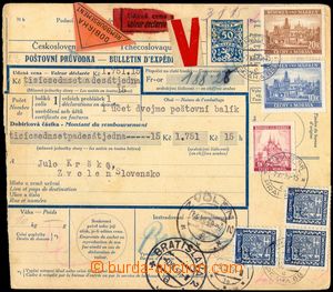 104626 - 1939 čs. mezinárodní balíková průvodka bez podacího 
