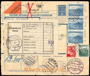 104627 - 1939 čs. mezinárodní balíková průvodka bez podacího 