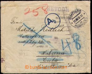 104628 - 1940 letter to Cuba (!), franked with. on reverse stamp. Pof