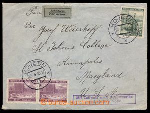 104822 - 1940 airmail letter to USA with Pof.34, 36 2x, CDS KOJETÍN/