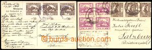 104914 - 1919 sestava 2ks pohlednic, 1x do ciziny, vyfr. zn. Pof.1 2x