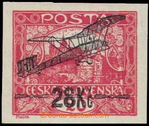 105014 - 1920 PLATE PROOF  I. provisional air mail stmp. 28Kč/20h re