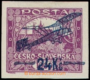 105015 - 1920 PLATE PROOF  I. provisional air mail stmp. 24Kč/1000h 