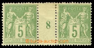 105085 - 1898 Mi.84, type II., Allegory 5c, yellow-green, 2-stamps gu
