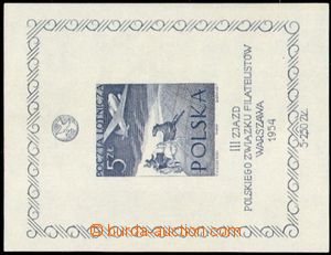 105229 - 1954 Mi.Bl.13 A I, aršík 3. kongres filatelistů 5Zł modr