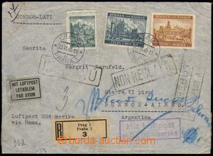 105419 - 1940 Reg and airmail letter to Argentina, with Pof.37, 40 an
