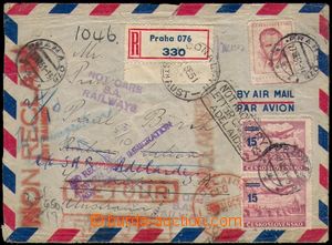 105433 - 1951 Reg and airmail letter to Australia, with Pof.487, L31a