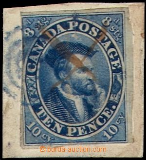 105609 - 1857  Mi.5a, 10c dark blue Jacques Cartier, on small cut-squ