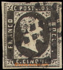 105623 - 1851 Mi.1, Victor Emmanuel II. 5c black, very wide margins, 