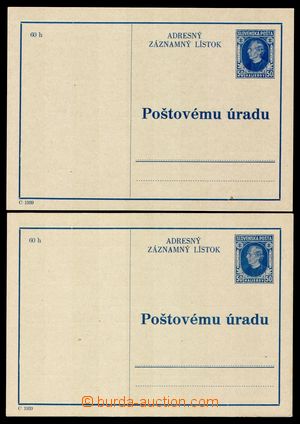 105661 - 1939 CAZ1, Hlinka 50h, 2 pieces, color varieties print, nice