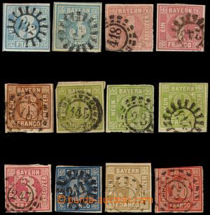 105665 - 1850-62 sestava 12ks klasických známek včetně Mi.13, sta