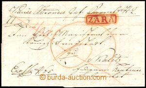 105801 - 1838 folded letter with red frame cancel. ZARA, postmaster n