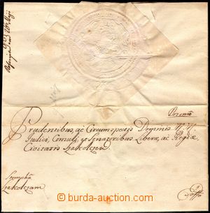 105820 - 1775 soudní dopis z Bratislavy do Skalice, císařská peč