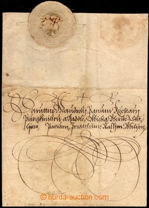 105829 - 1629 dopis z Prahy do Skalice, velká papírová pečeť, de