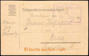 105832 - 1914 FPA 302 / 22.IX. 1914, rámečkové gumové raz., líst