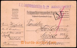 105840 - 1915 lístek FP adresovaný do Čech, okresní raz. X / 55 (