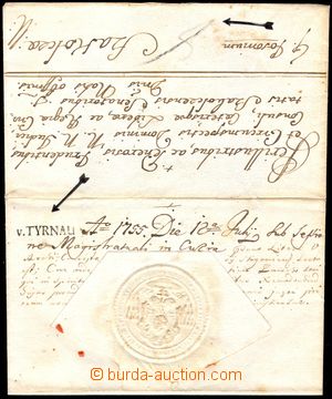105841 - 1755 skládaný přebal dopisu do Skalice přes Bratislavu, 