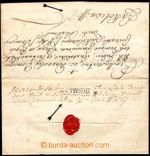 105842 - 1754 folded cover of letter to Skalice, straight line postma