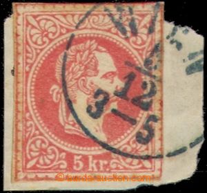 105941 - 1867 5Kr hrubý tisk, známka vystřižená z celinové obá