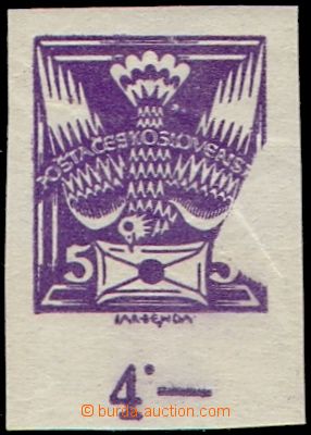 105968 -  Pof.144N, 5h violet, imperforated, with lower margin and co