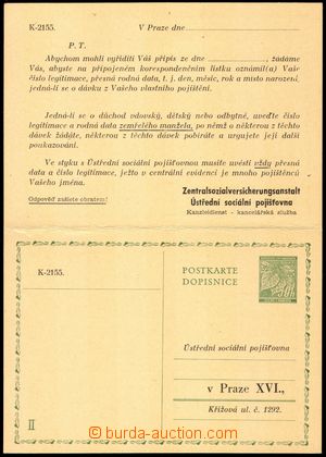 106063 - 1940 dvojitá dopisnice CDV3 s oboustranným přítiskem Ús