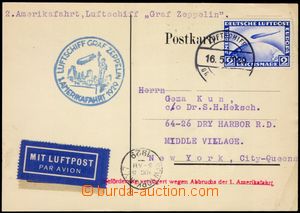106081 - 1929 korespondenční lístek do USA přepravený vzducholod