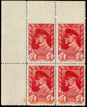 106114 - 1945 Pof.385, Moscow-issue 1 Koruna red, corner blk-of-4, om