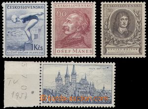 106155 - 1953-57 comp. 4 pcs of stamps with favourite plate variety, 
