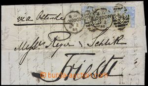 106296 - 1880 skládaný dopis do Terstu vyfr. zn. Mi.51 3x, DR LONDO