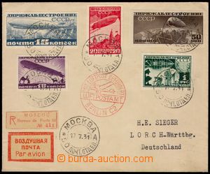 106323 - 1931 Reg and airmail letter to Germany with Mi.397-401C, Zep