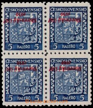 106376 - 1939 Alb.2PP, Státní znak 5h modrá, 4-blok, převrácený