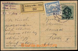 106394 - 1919 CDV1, Large Monogram - Charles, Reg to Prague, uprated 