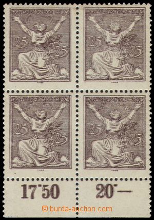 106397 -  Pof.152A, 25h brown, marginal block-of-4 with control-numbe