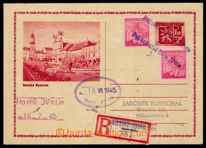107219 - 1945 CDV75, Banská Bystrica, sent as Reg, uprated with stam
