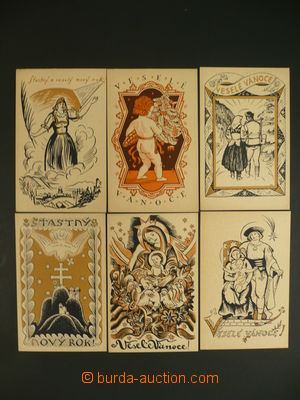 107927 - 1935 sestava 6ks uměleckých pohlednic, vydavatel JHPV, nep